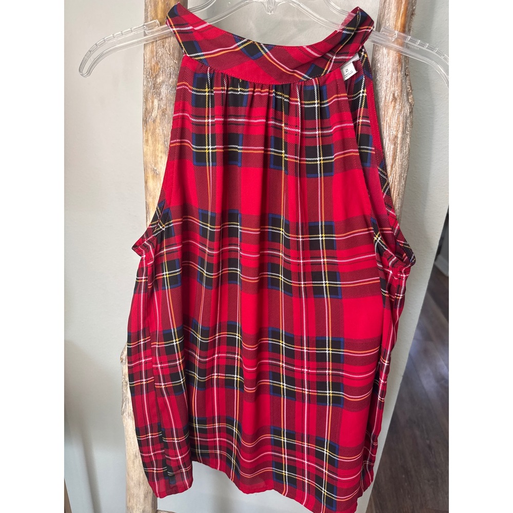 J.Crew Tartan Plaid Halter Tie-Neck Tank Blouse holiday Classic size 2 women's